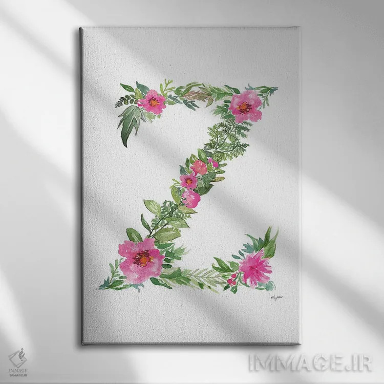 تابلو دکوراتیو حرف Z گیاهی اثر کلسی مک نت - نمای روبهرو روی دیوار