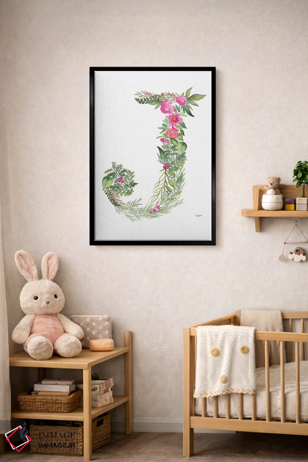 تابلو دکوراتیو حرف J گیاهی اثر کلسی مک نت - D6B