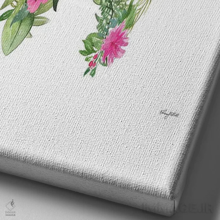 تابلو دکوراتیو حرف W گیاهی اثر کلسی مک نت - نمای نزدیک بافت بوم