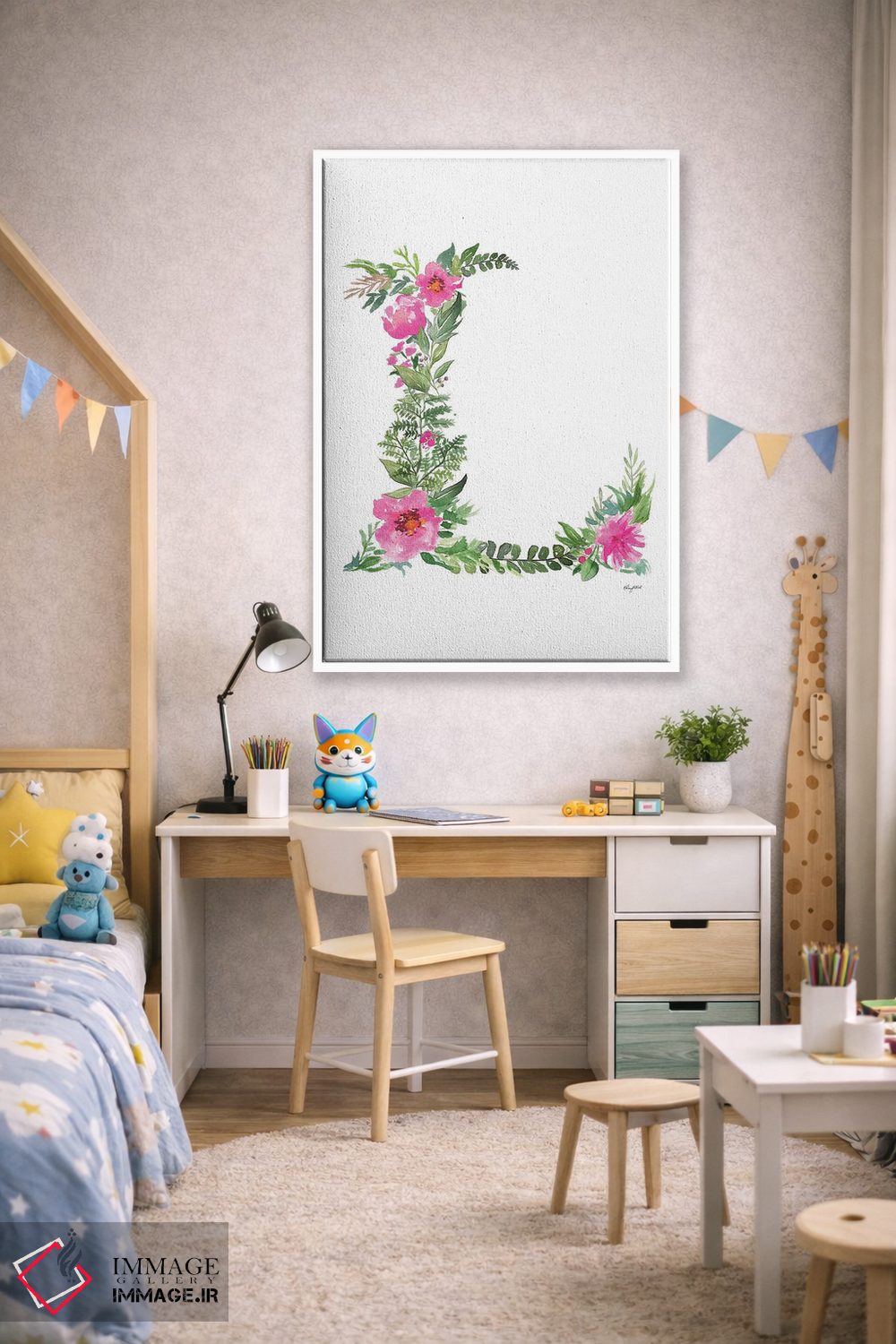 تابلو دکوراتیو حرف L گیاهی اثر کلسی مک نت - D1W