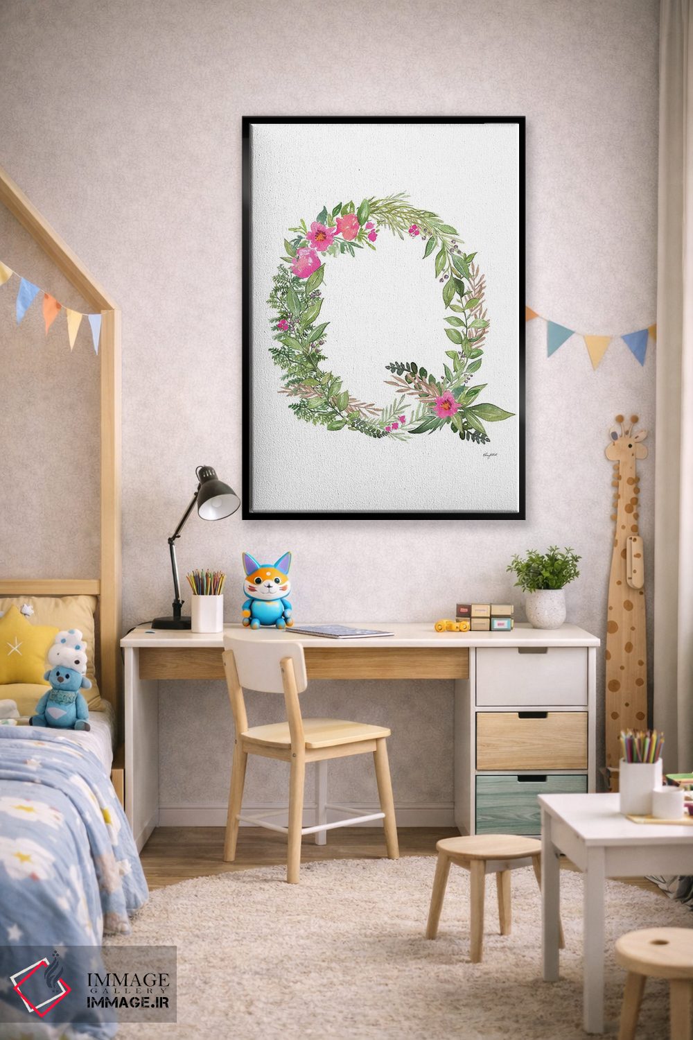 تابلو دکوراتیو حرف Q گیاهی اثر کلسی مک نت - D2B