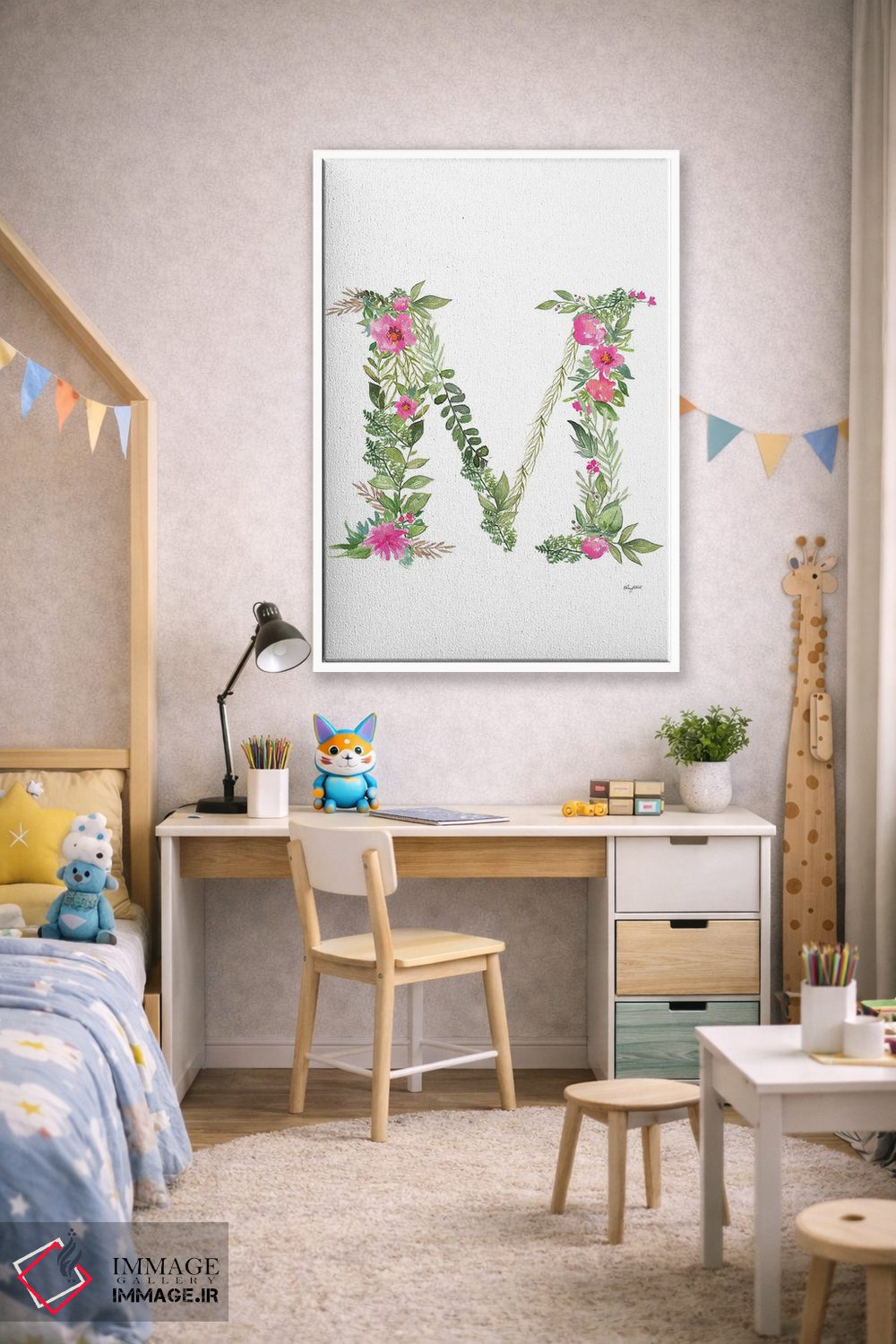 تابلو دکوراتیو حرف M گیاهی اثر کلسی مک نت - D1W