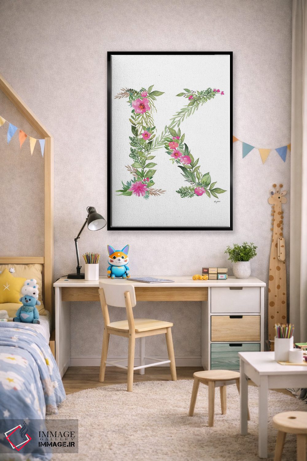 تابلو دکوراتیو حرف K گیاهی اثر کلسی مک نت - D2B