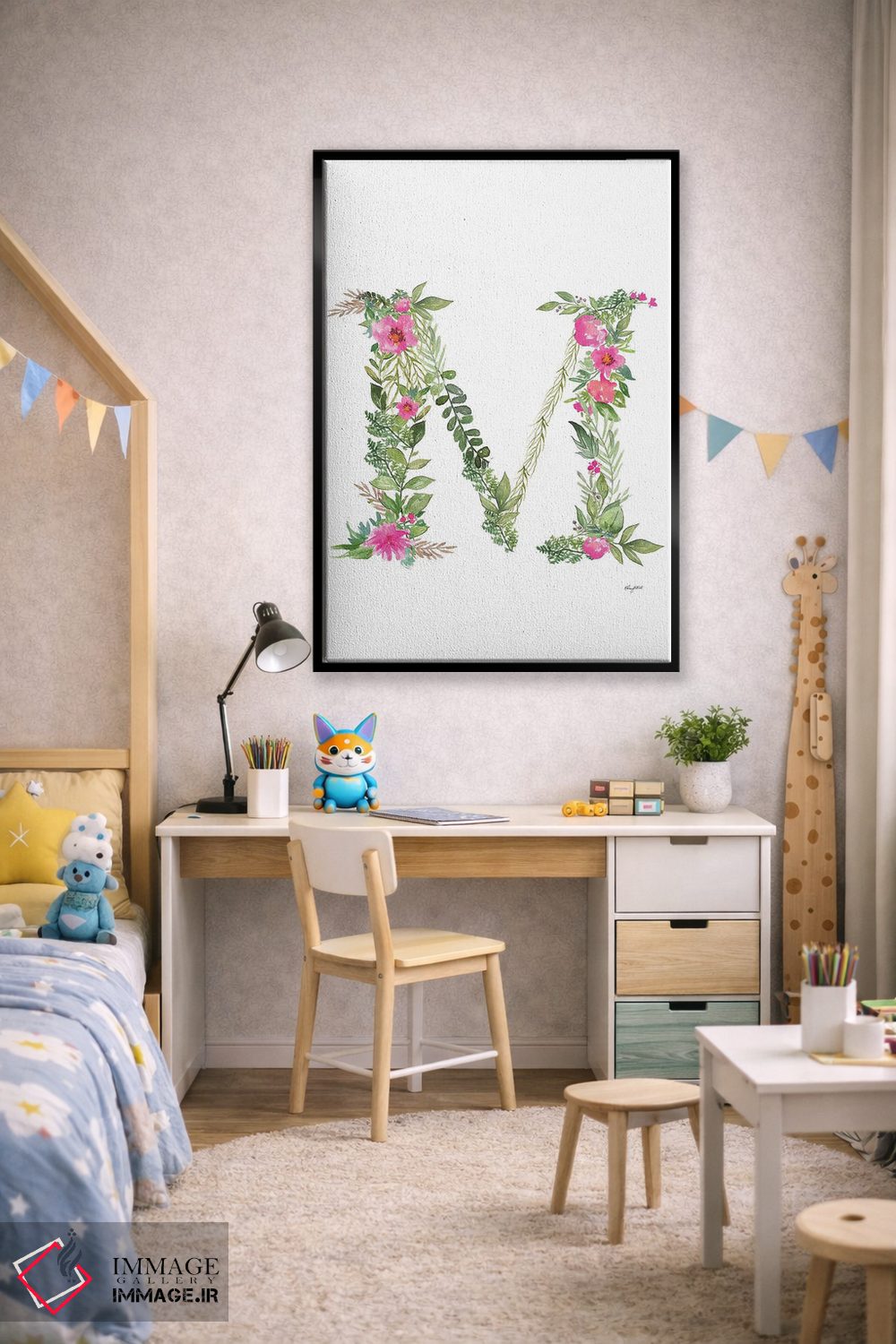 تابلو دکوراتیو حرف M گیاهی اثر کلسی مک نت - D3B