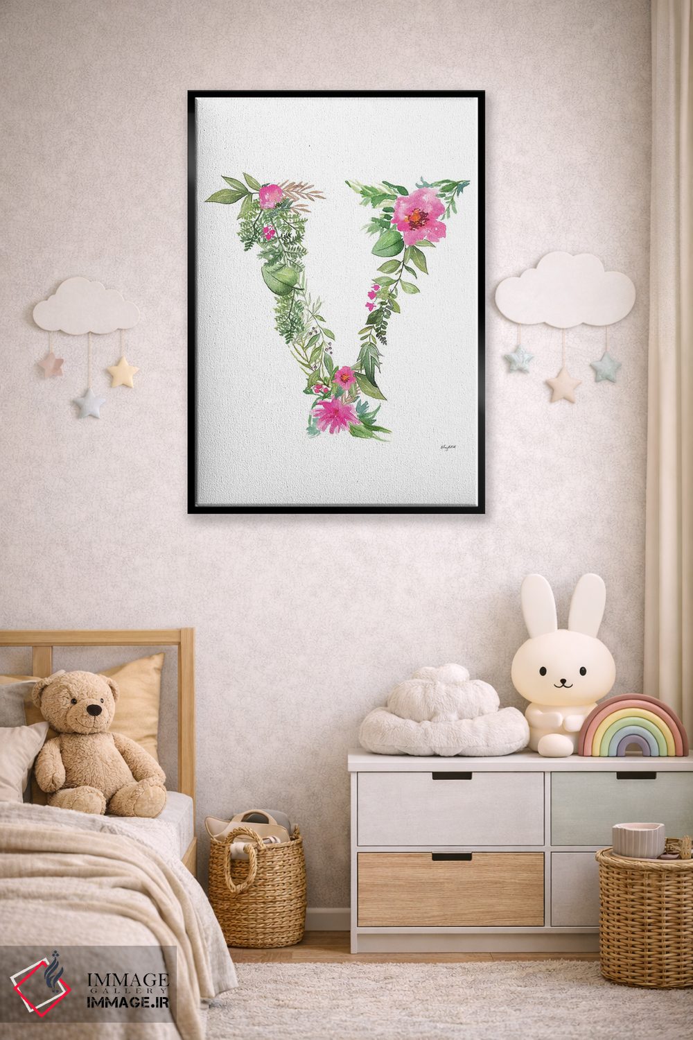 تابلو دکوراتیو حرف V گیاهی اثر کلسی مک نت - D6B