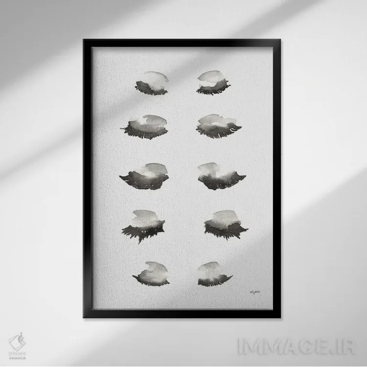 تابلو مینیمال ضربه زدن مژه اثر کلسی مک نت - نمای قابدار مشکی