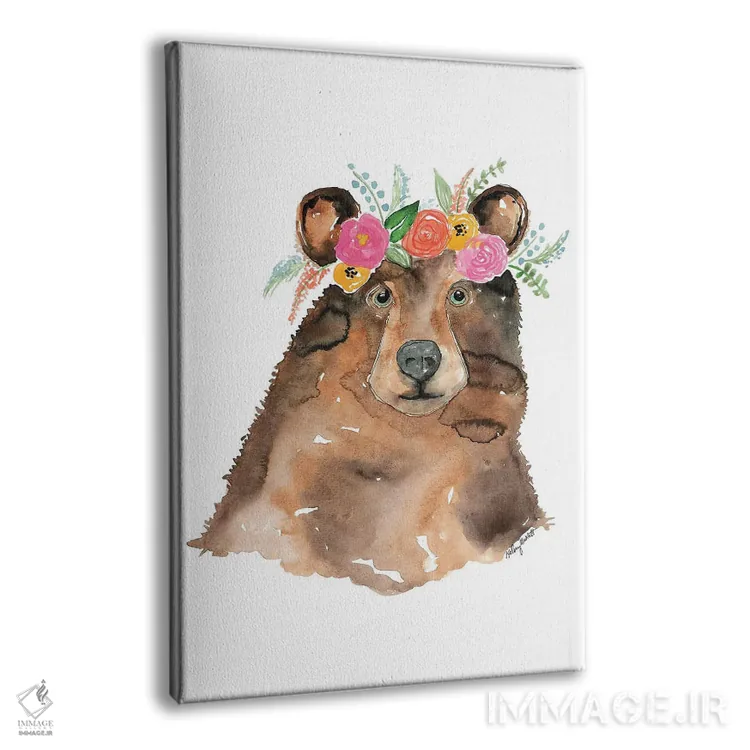 تابلو دکوراتیو خرس با تاج گل اثر کلسی مک نت - نمای پرسپکتیو محصول