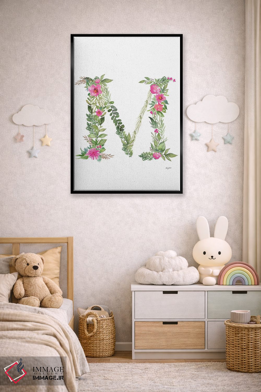 تابلو دکوراتیو حرف M گیاهی اثر کلسی مک نت - D6B