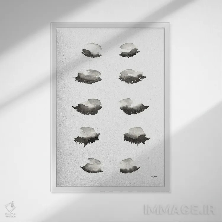 تابلو مینیمال ضربه زدن مژه اثر کلسی مک نت - نمای قابدار سفید