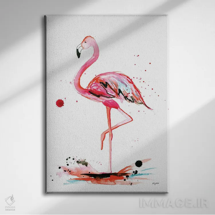 تابلو دکوراتیو فلامینگو اثر کلسی مک نت - نمای روبهرو روی دیوار