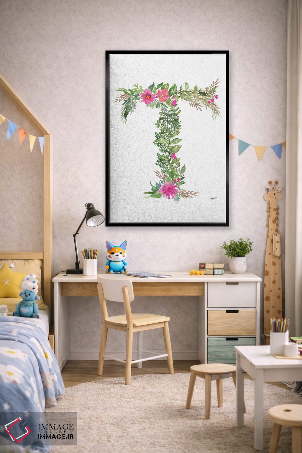 تابلو دکوراتیو حرف T گیاهی اثر کلسی مک نت - D2B