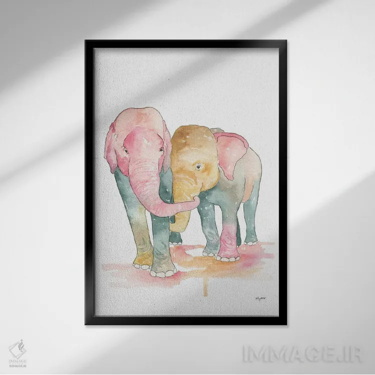 تابلو دکوراتیو فیل ها اثر کلسی مک نت - نمای قابدار مشکی