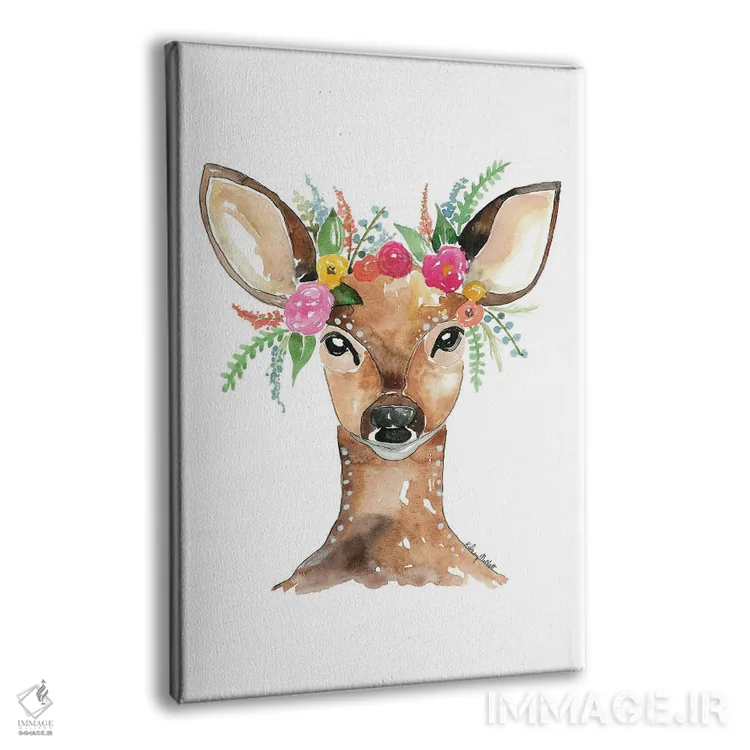 تابلو دکوراتیو گوزن با تاج گل اثر کلسی مک نت - نمای پرسپکتیو محصول