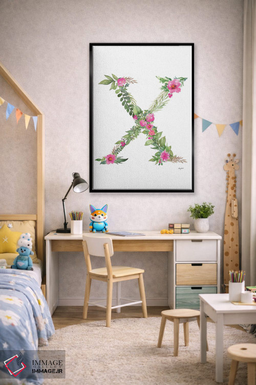 تابلو دکوراتیو حرف X گیاهی اثر کلسی مک نت - D3B