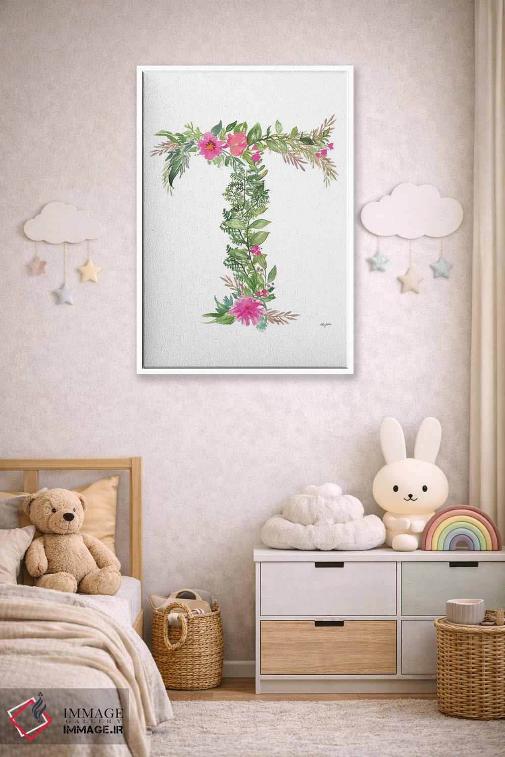 تابلو دکوراتیو حرف T گیاهی اثر کلسی مک نت - D4W