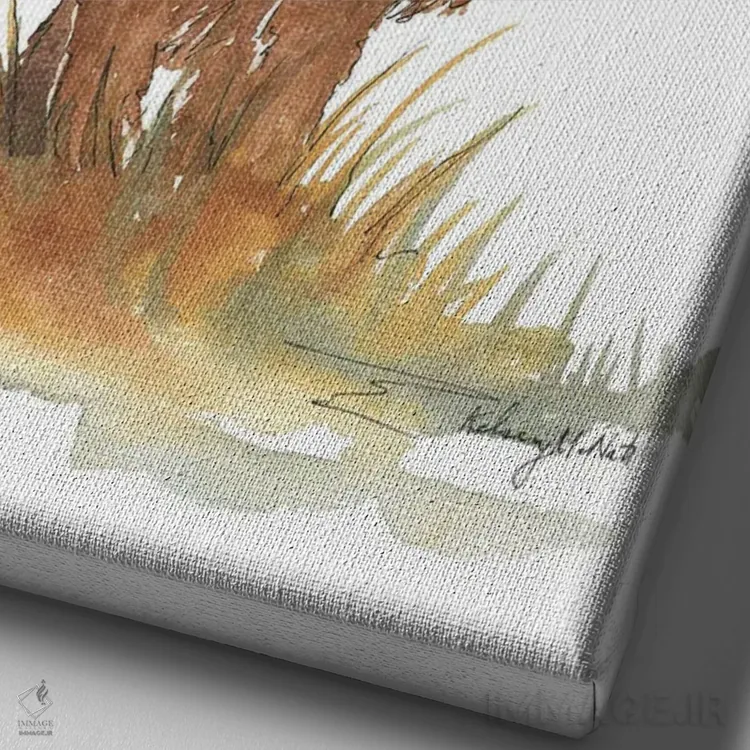 تابلو دکوراتیو گاو کوهستانی اثر کلسی مک نت - نمای نزدیک بافت بوم