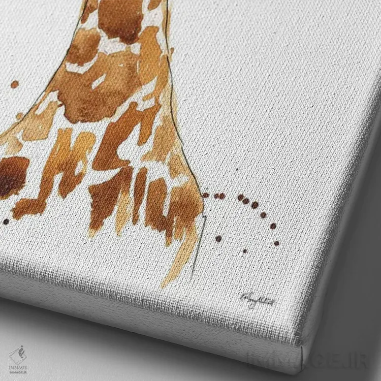 تابلو دکوراتیو زرافه اثر کلسی مک نت - نمای نزدیک بافت بوم