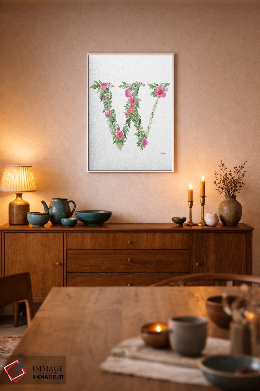 تابلو دکوراتیو حرف W گیاهی اثر کلسی مک نت - D6W