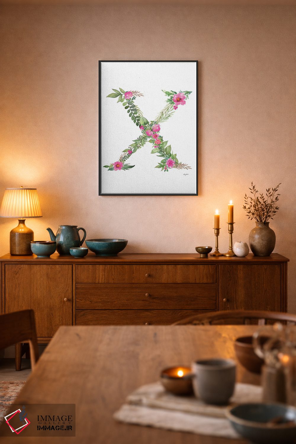 تابلو دکوراتیو حرف X گیاهی اثر کلسی مک نت - D6B