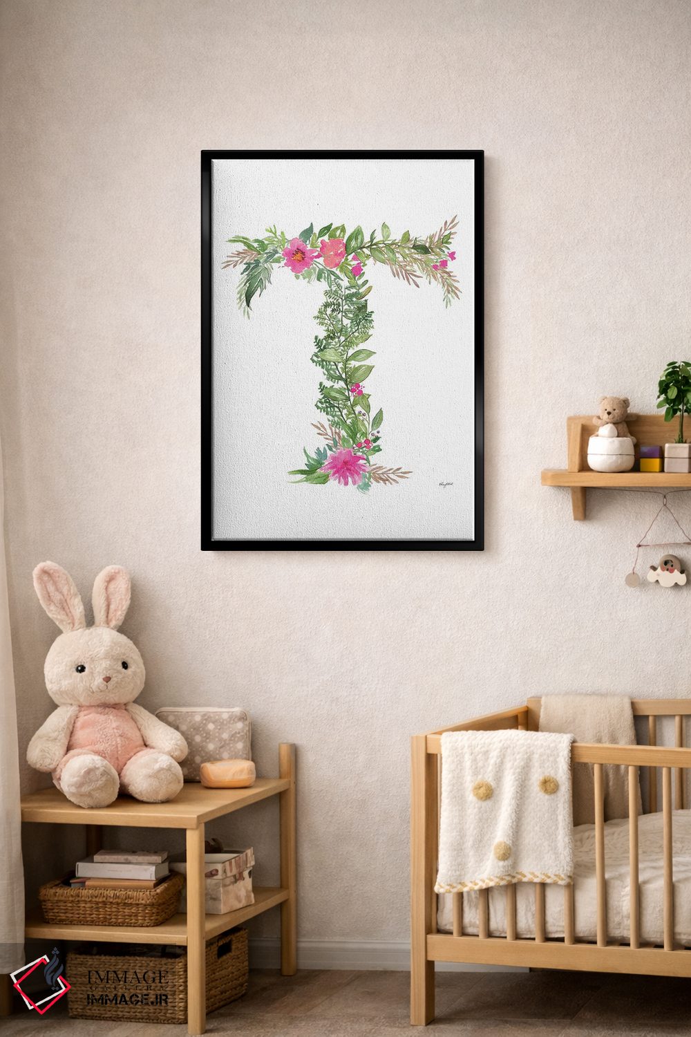 تابلو دکوراتیو حرف T گیاهی اثر کلسی مک نت - D5B