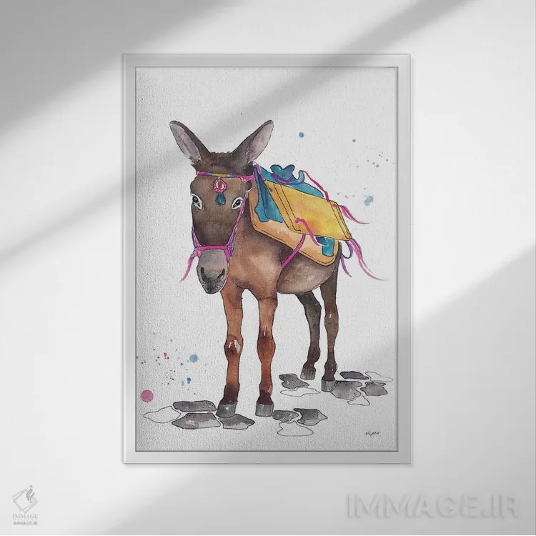 تابلو دکوراتیو الاغ یونانی اثر کلسی مک نت - نمای قابدار سفید