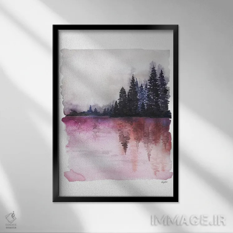 تابلو مینیمال آب های مه آلود ۲ اثر کلسی مک نت - نمای قابدار مشکی