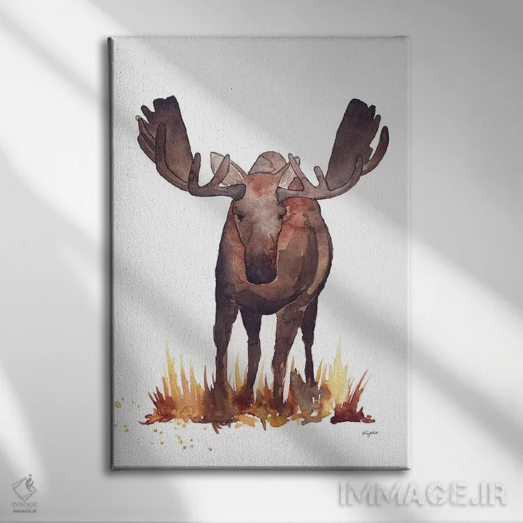 تابلو دکوراتیو گوزن شمالی اثر کلسی مک نت - نمای روبهرو روی دیوار