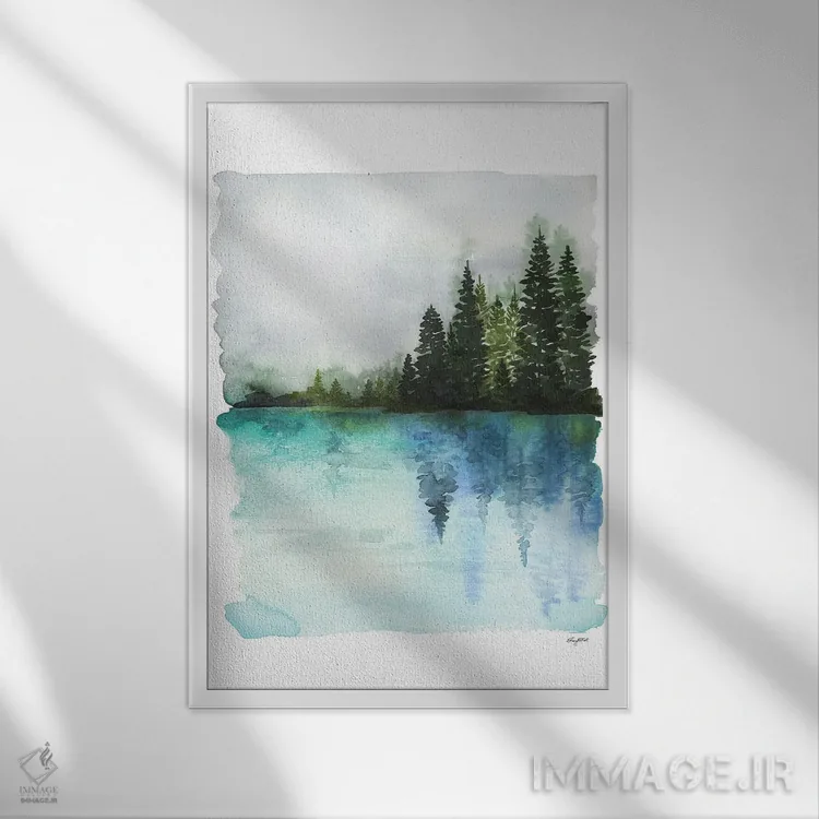 تابلو مینیمال آب های مه آلود اثر کلسی مک نت - نمای قابدار سفید