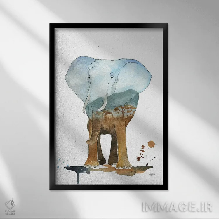 تابلو دکوراتیو فیل طبیعت اثر کلسی مک نت - نمای قابدار مشکی