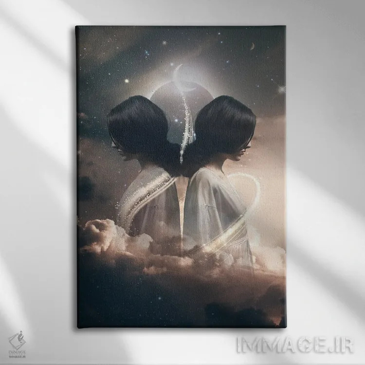 تابلو دکوراتیو ماه نو در برج جوزا اثر مدنایت مون ویژوالز - نمای روبهرو روی دیوار