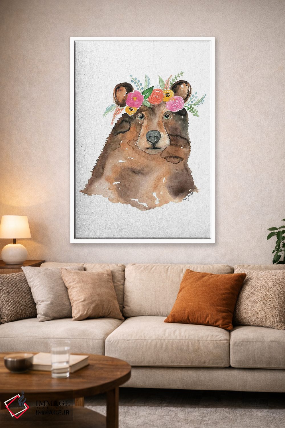 تابلو دکوراتیو خرس با تاج گل اثر کلسی مک نت - D1W