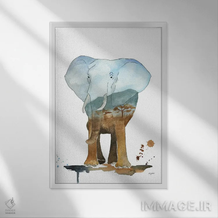 تابلو دکوراتیو فیل طبیعت اثر کلسی مک نت - نمای قابدار سفید