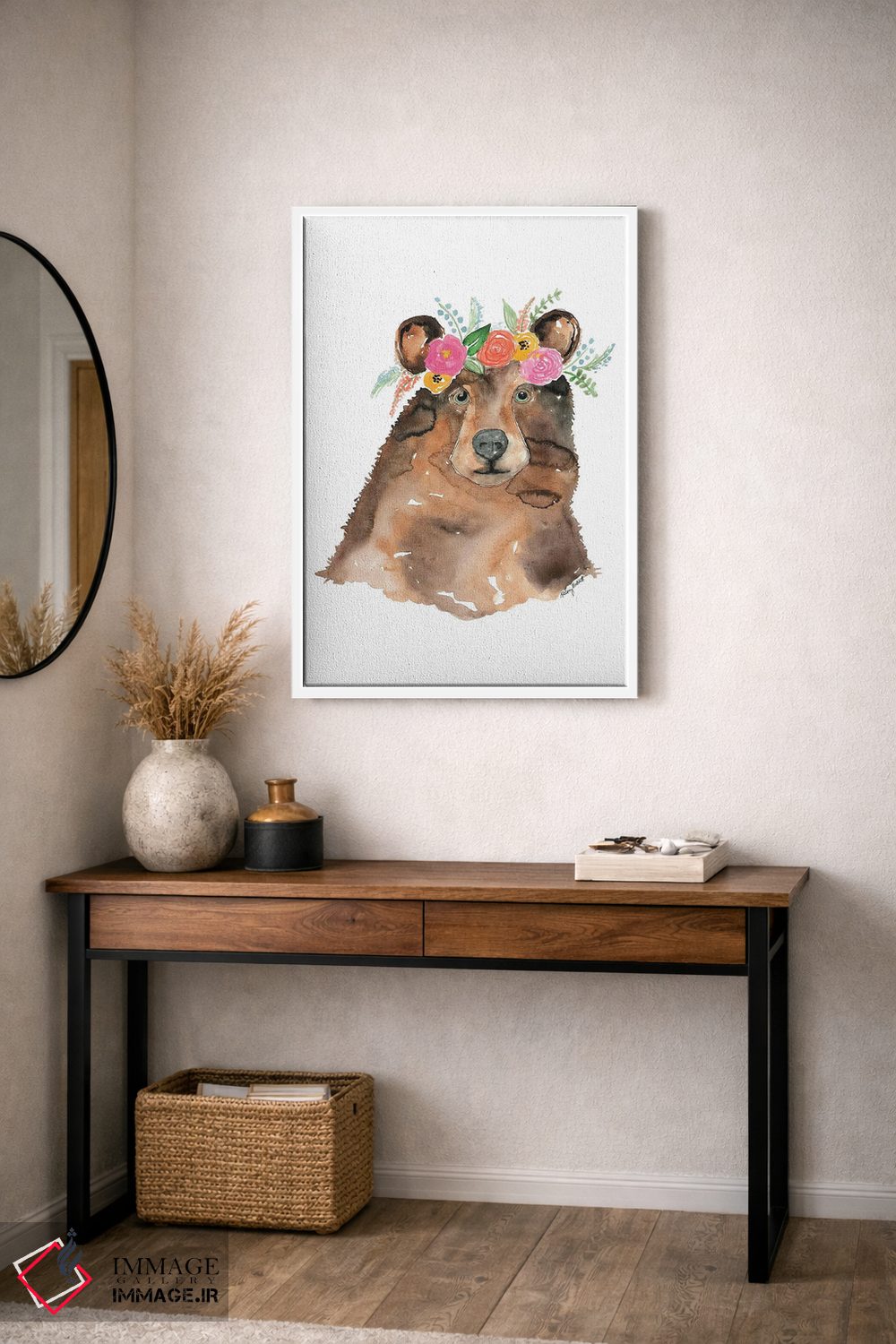 تابلو دکوراتیو خرس با تاج گل اثر کلسی مک نت - D3W