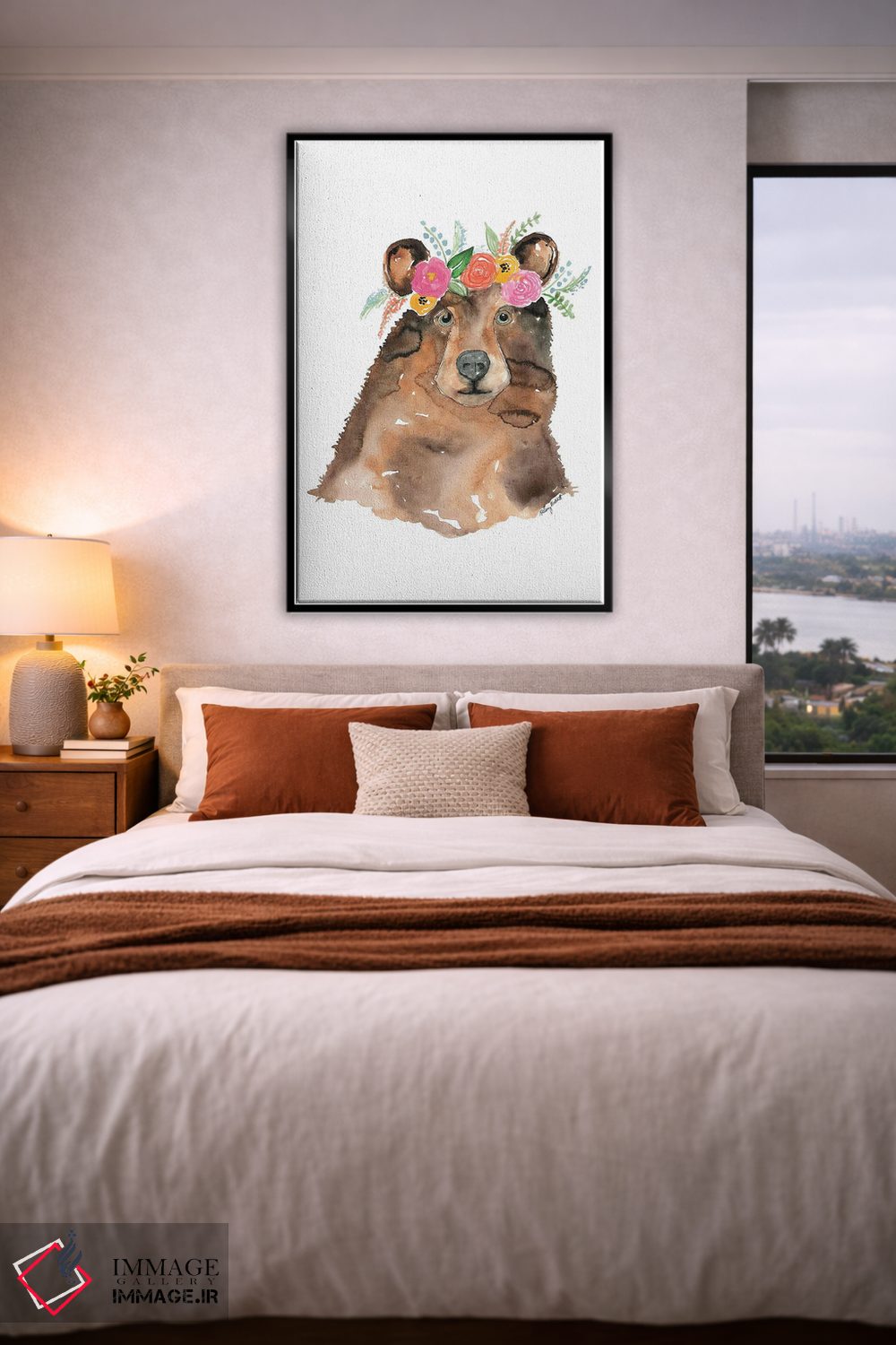 تابلو دکوراتیو خرس با تاج گل اثر کلسی مک نت - D5B