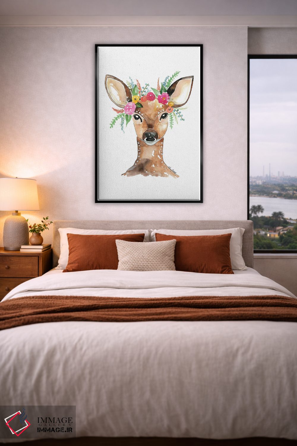 تابلو دکوراتیو گوزن با تاج گل اثر کلسی مک نت - D4B