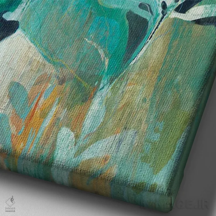 تابلو انتزاعی توهم گیاهی اثر کی. ناری - نمای نزدیک بافت بوم