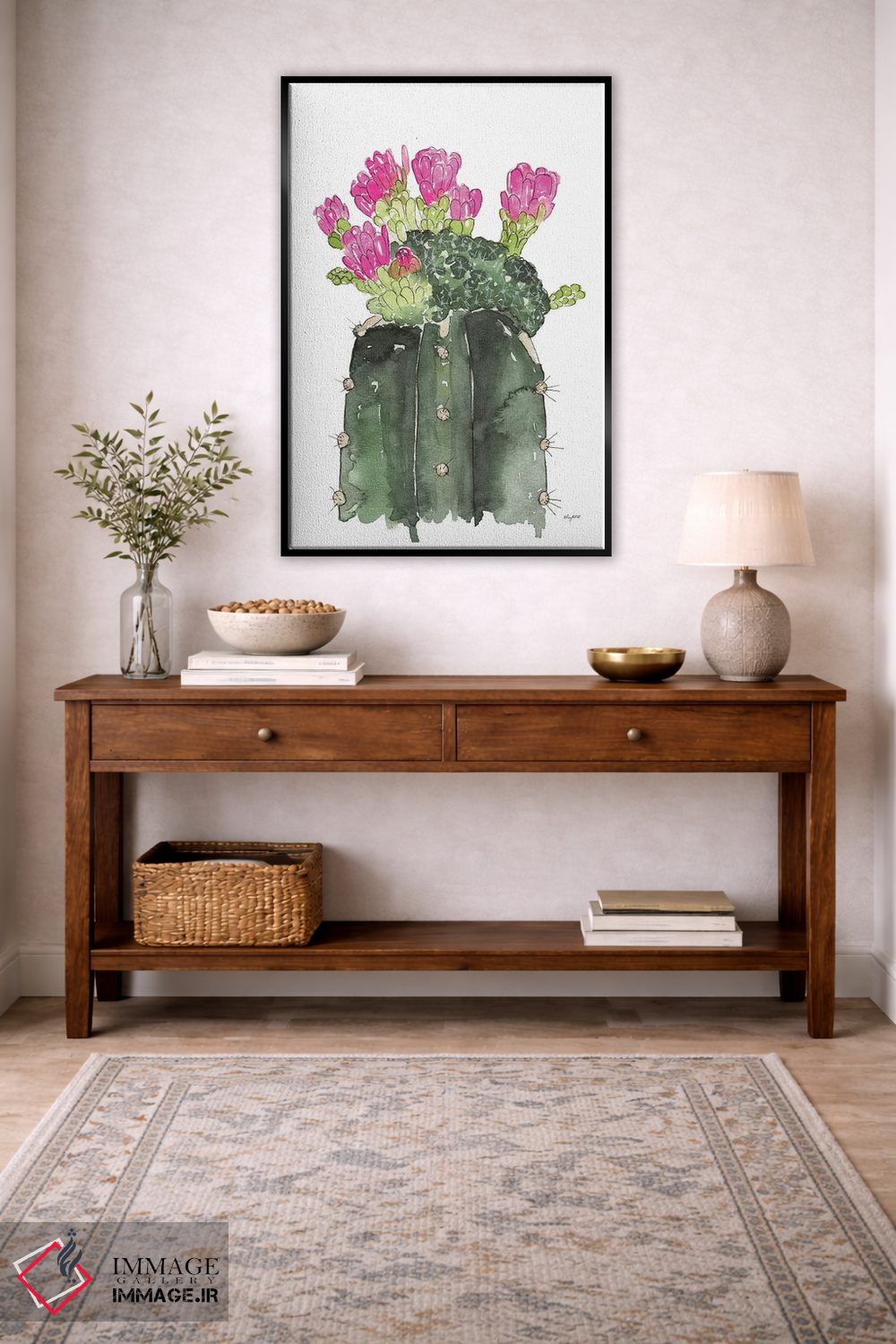 تابلو مینیمال کاکتوس شکوفه دار اثر کلسی مک نت - D4B