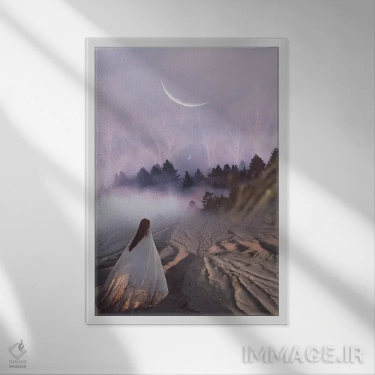 تابلو دکوراتیو اقامت کوتاه اثر مدنایت مون ویژوالز - نمای قابدار سفید