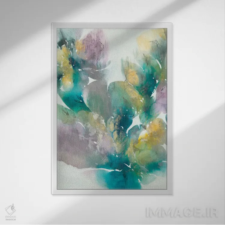 تابلو انتزاعی میکا اثر کی. ناری - نمای قابدار سفید