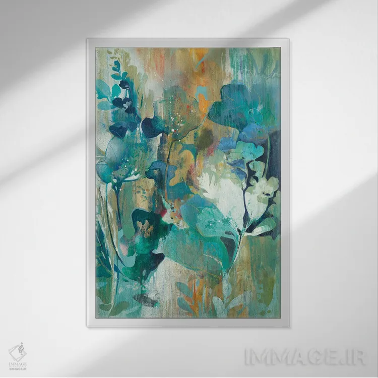 تابلو انتزاعی توهم گیاهی اثر کی. ناری - نمای قابدار سفید