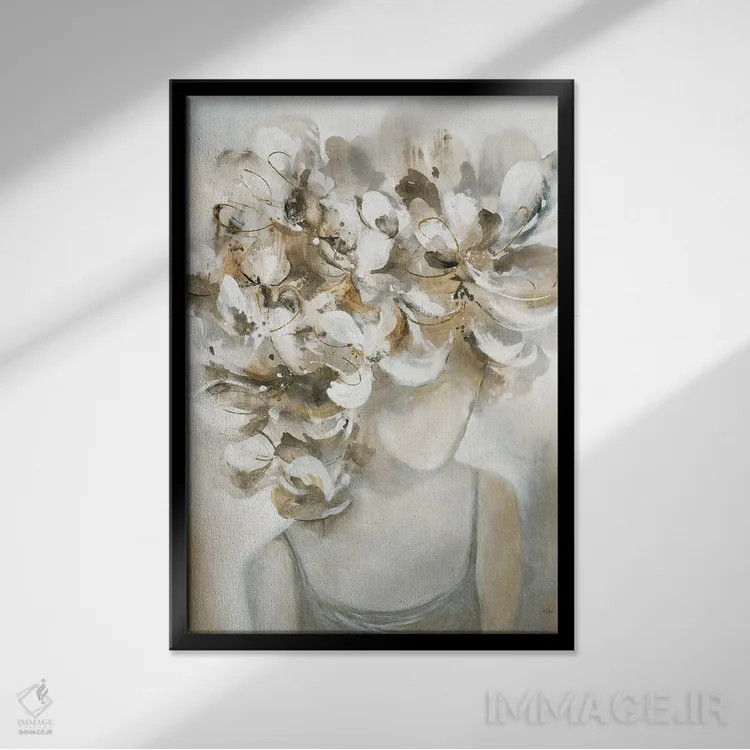 تابلو دکوراتیو بانوی فلورا III اثر کی. ناری - نمای قابدار مشکی