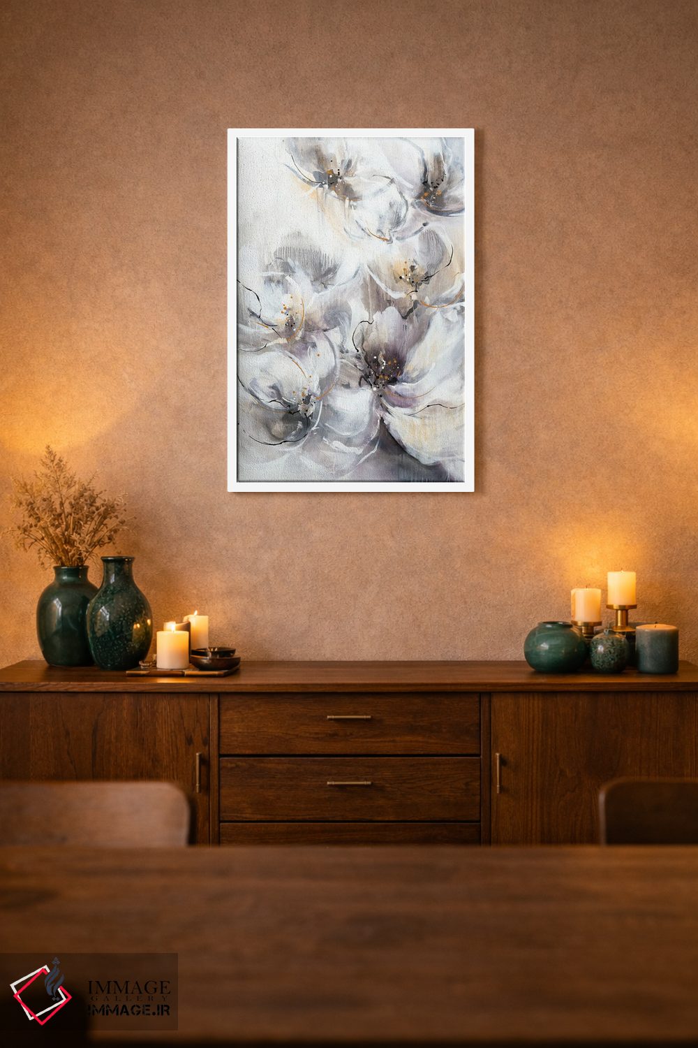 تابلو انتزاعی شکوفه های مرواریدی اثر کی. ناری - D1W