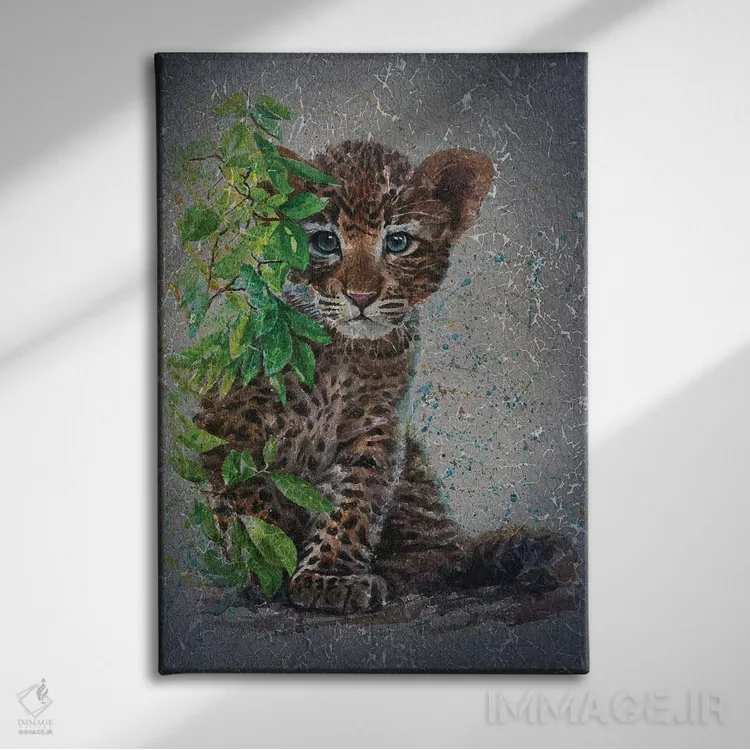 تابلو دکوراتیو پلنگ کوچک II اثر کنستانتین کالینین - نمای روبهرو روی دیوار