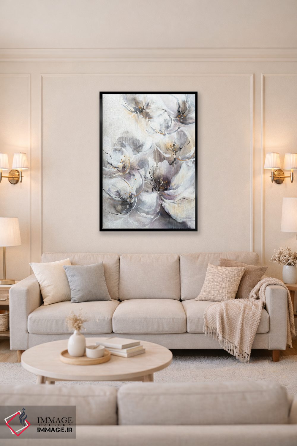 تابلو انتزاعی شکوفه های مرواریدی اثر کی. ناری - D4B