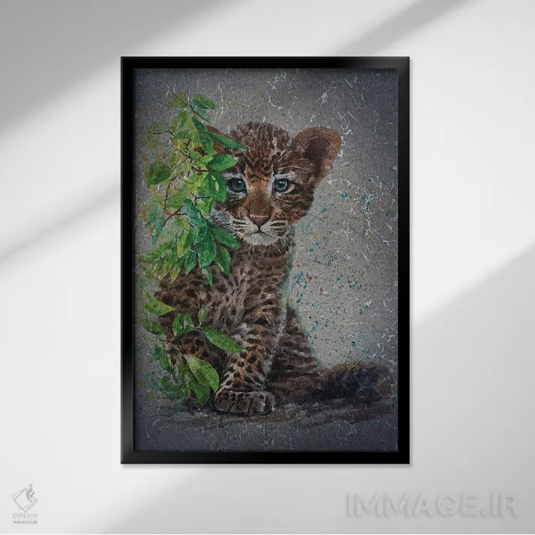 تابلو دکوراتیو پلنگ کوچک II اثر کنستانتین کالینین - نمای قابدار مشکی