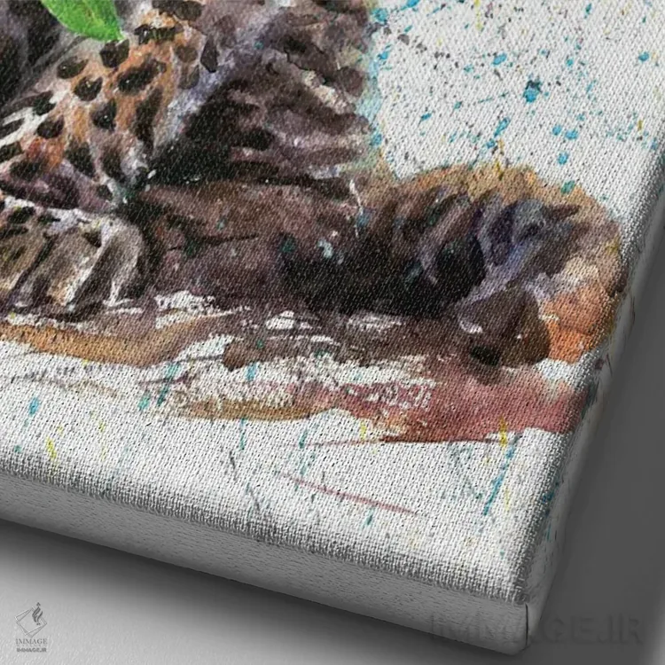 تابلو دکوراتیو پلنگ کوچک اثر کنستانتین کالینین - نمای نزدیک بافت بوم