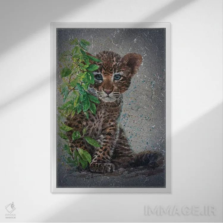 تابلو دکوراتیو پلنگ کوچک II اثر کنستانتین کالینین - نمای قابدار سفید