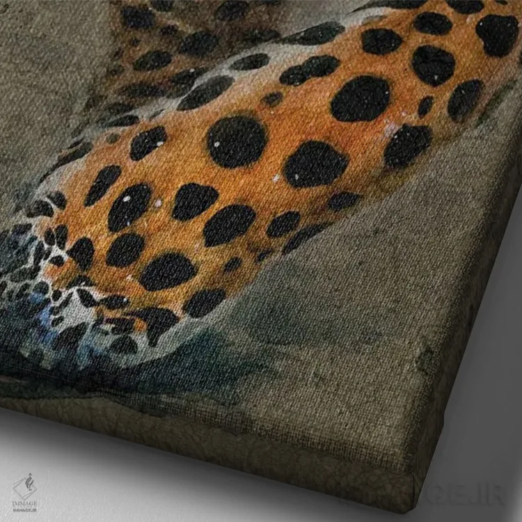 تابلو دکوراتیو پلنگ اثر کنستانتین کالینین - نمای نزدیک بافت بوم