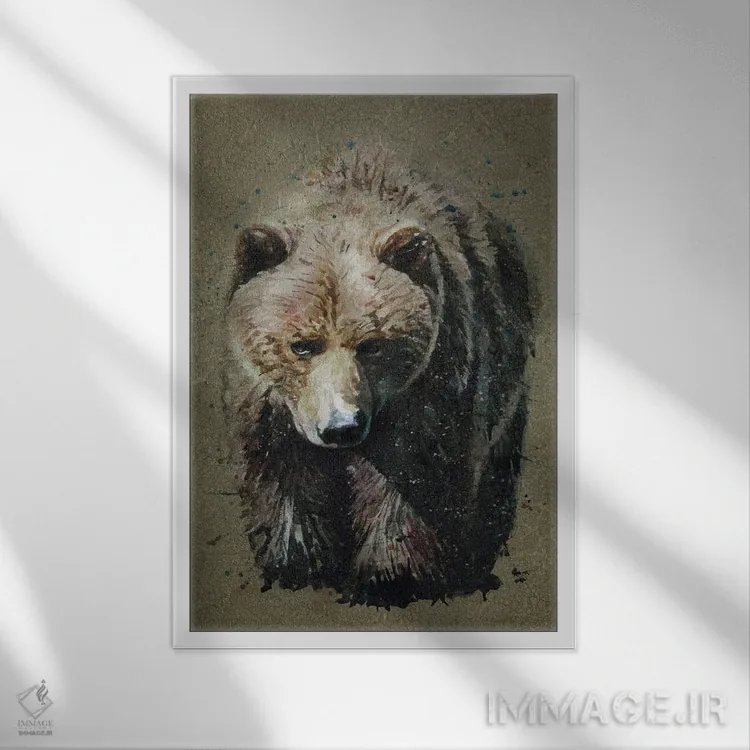 تابلو دکوراتیو خرس اثر کنستانتین کالینین - نمای قابدار سفید