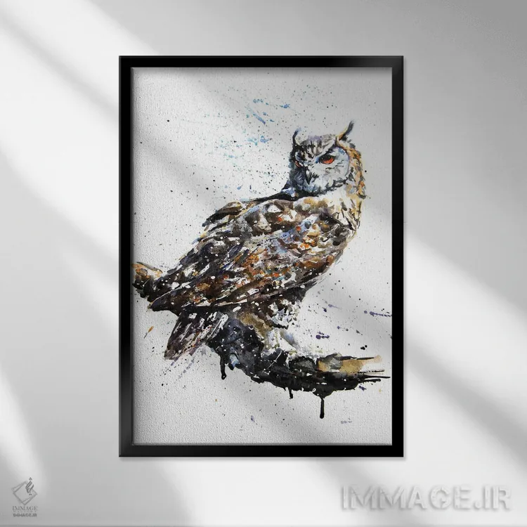 تابلو دکوراتیو جغد II اثر کنستانتین کالینین - نمای قابدار مشکی